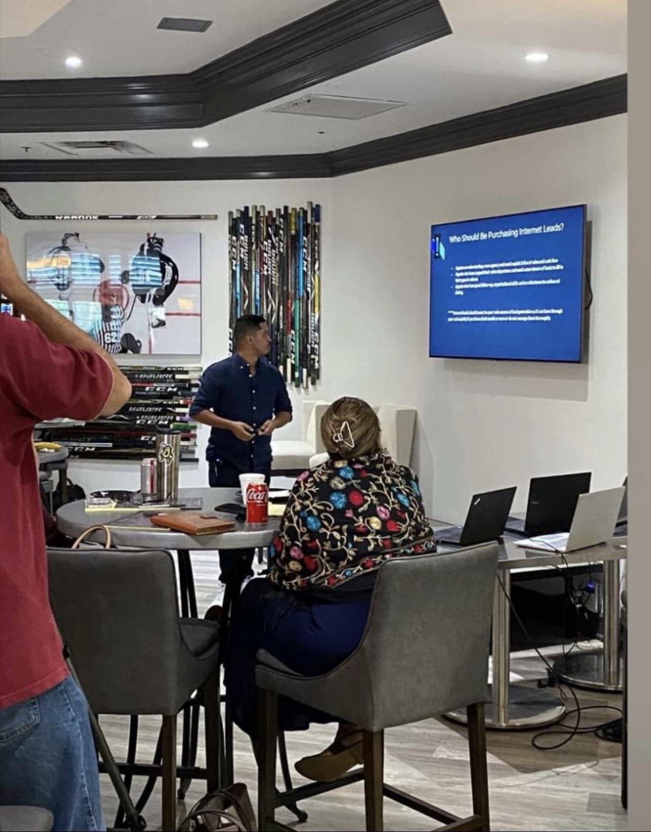 Victor Gonzalez presenting to a room of agency owners