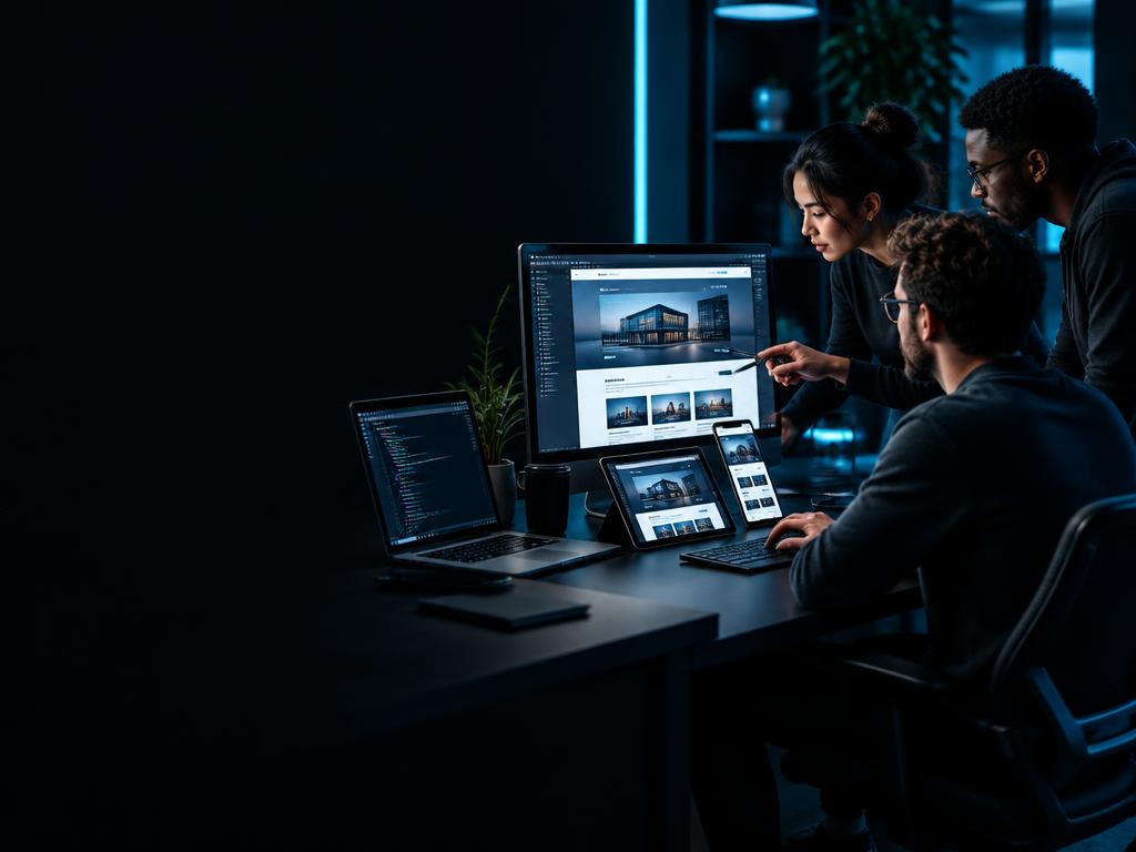 Web design and development team building a responsive business website